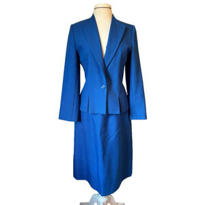Executive Suite Women's 12 Cobalt Blue Vintage Skirt Blazer Two Piece‎ Lined Set